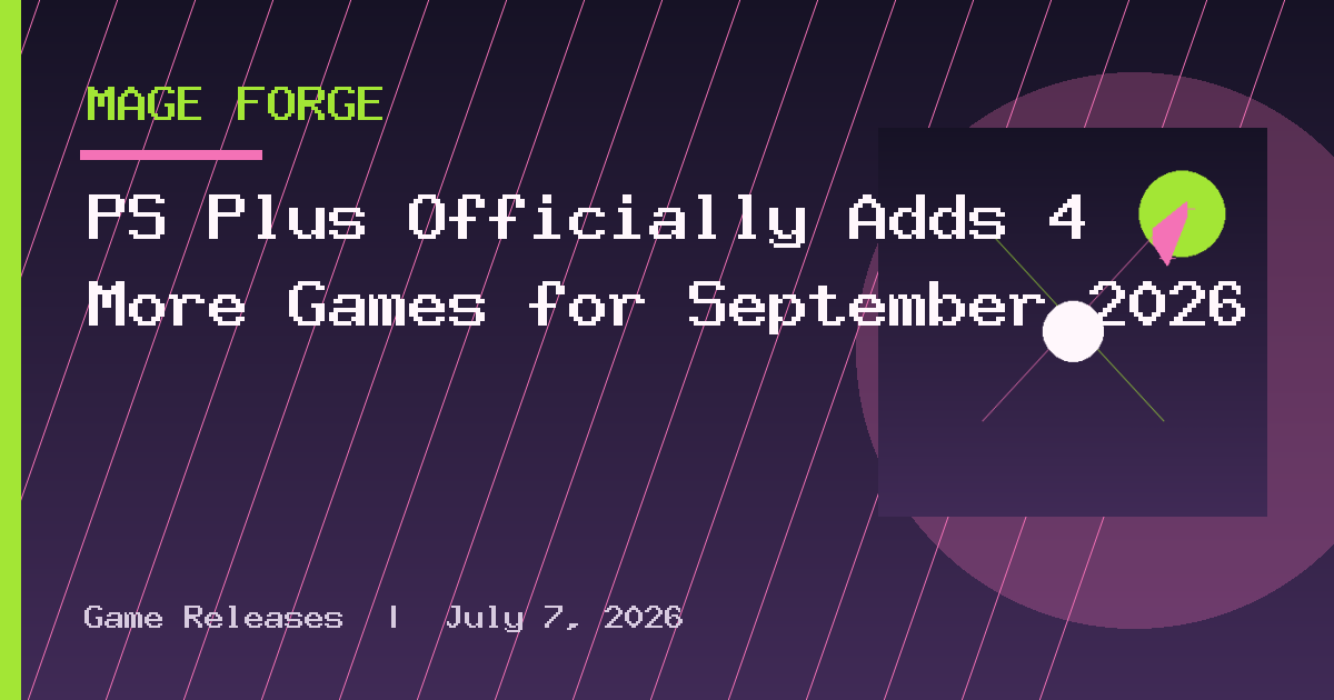 PS Plus Officially Adds 4 More Games for September 2026